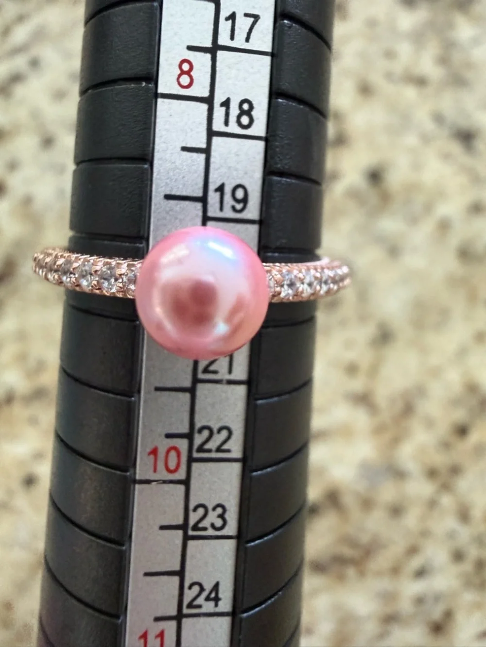 Judith Ripka Pearl CZ Ring Sterling Silver Gold Rose Stackable - Picture 3 of 8